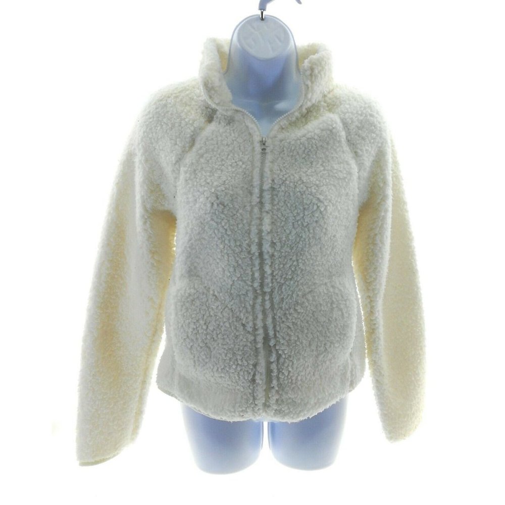 Double Zero Juniors Ivory Faux Fur Jacket Size Small - Picture 1 of 3